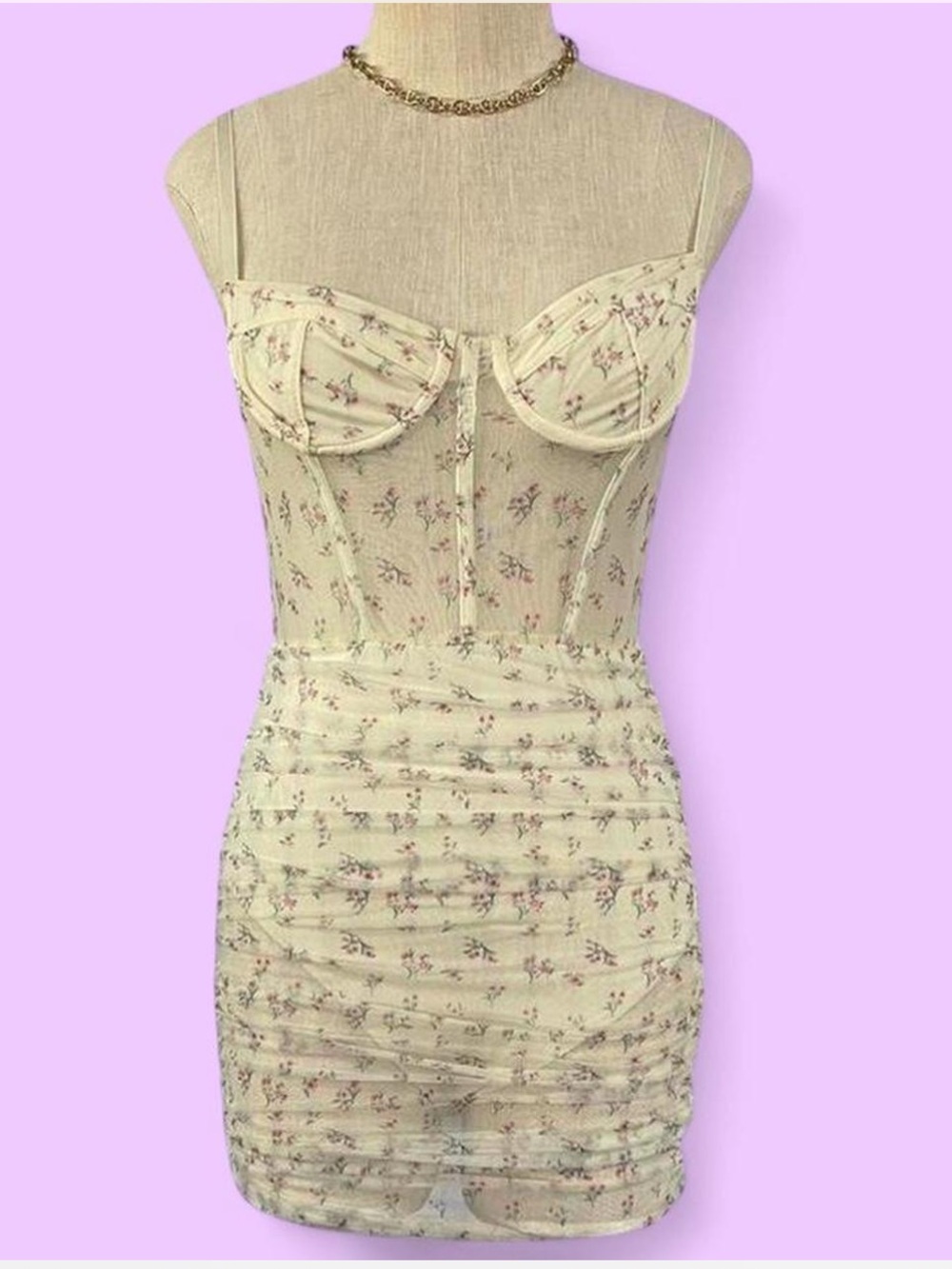 Elegant Floral Cream Mini Dress